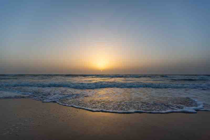 sunset-from-beach-blue-sky